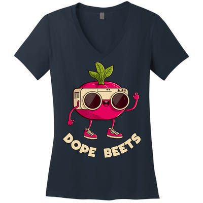 Funny DJs For - DOPE BEETS - Funny Vegetable Women's V-Neck T-Shirt