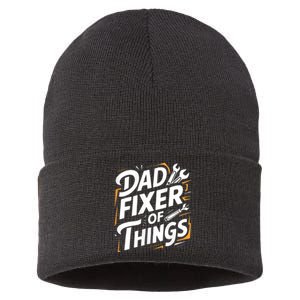 Funny Design For FatherS Day Quote Dad Fixer Of Things Sustainable Knit Beanie