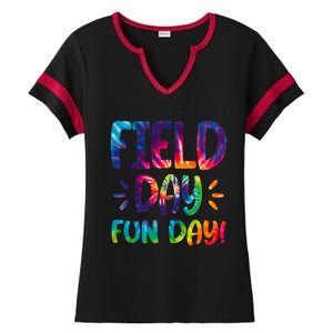 Field Day Fun Day Colorful Tie Dye Ladies Halftime Notch Neck Tee