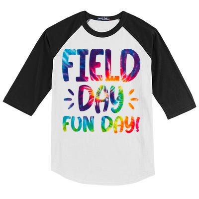 Field Day Fun Day Colorful Tie Dye Kids Colorblock Raglan Jersey