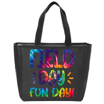 Field Day Fun Day Colorful Tie Dye Zip Tote Bag