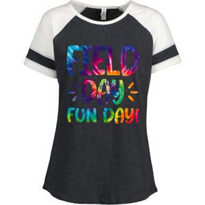 Field Day Fun Day Colorful Tie Dye Enza Ladies Jersey Colorblock Tee