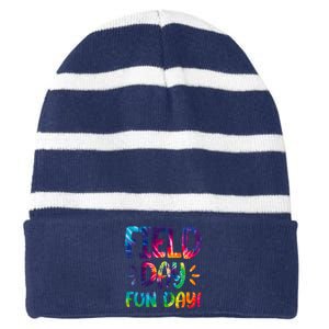 Field Day Fun Day Colorful Tie Dye Striped Beanie with Solid Band