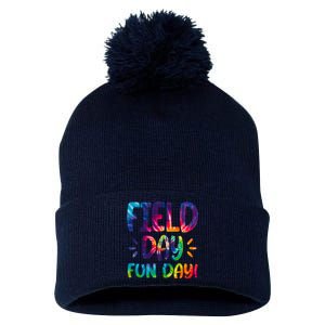 Field Day Fun Day Colorful Tie Dye Pom Pom 12in Knit Beanie