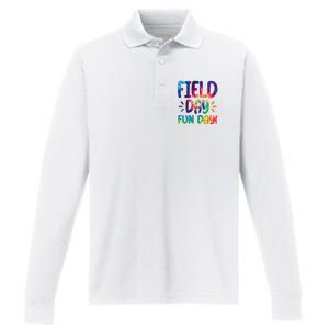 Field Day Fun Day Colorful Tie Dye Performance Long Sleeve Polo