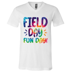 Field Day Fun Day Colorful Tie Dye V-Neck T-Shirt