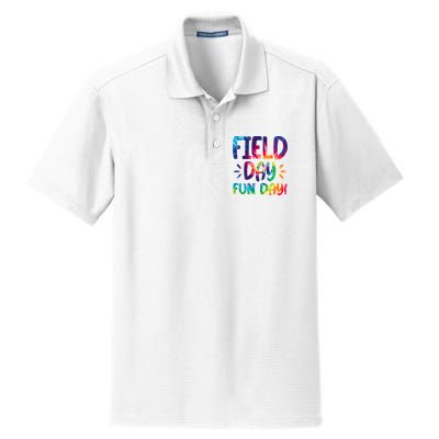 Field Day Fun Day Colorful Tie Dye Dry Zone Grid Polo