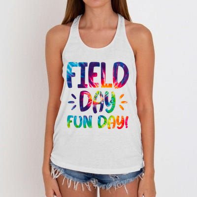 Field Day Fun Day Colorful Tie Dye Women's Knotted Racerback Tank