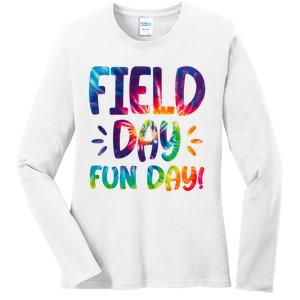 Field Day Fun Day Colorful Tie Dye Ladies Long Sleeve Shirt