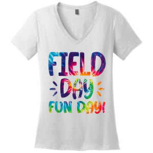 Field Day Fun Day Colorful Tie Dye Women's V-Neck T-Shirt