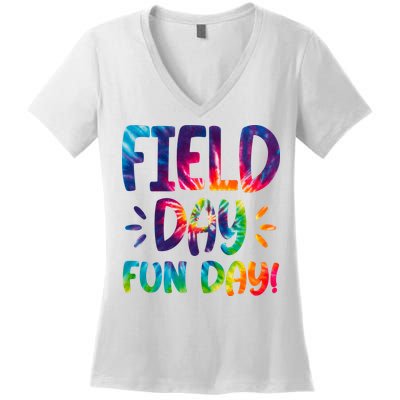 Field Day Fun Day Colorful Tie Dye Women's V-Neck T-Shirt