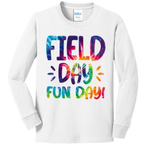 Field Day Fun Day Colorful Tie Dye Kids Long Sleeve Shirt