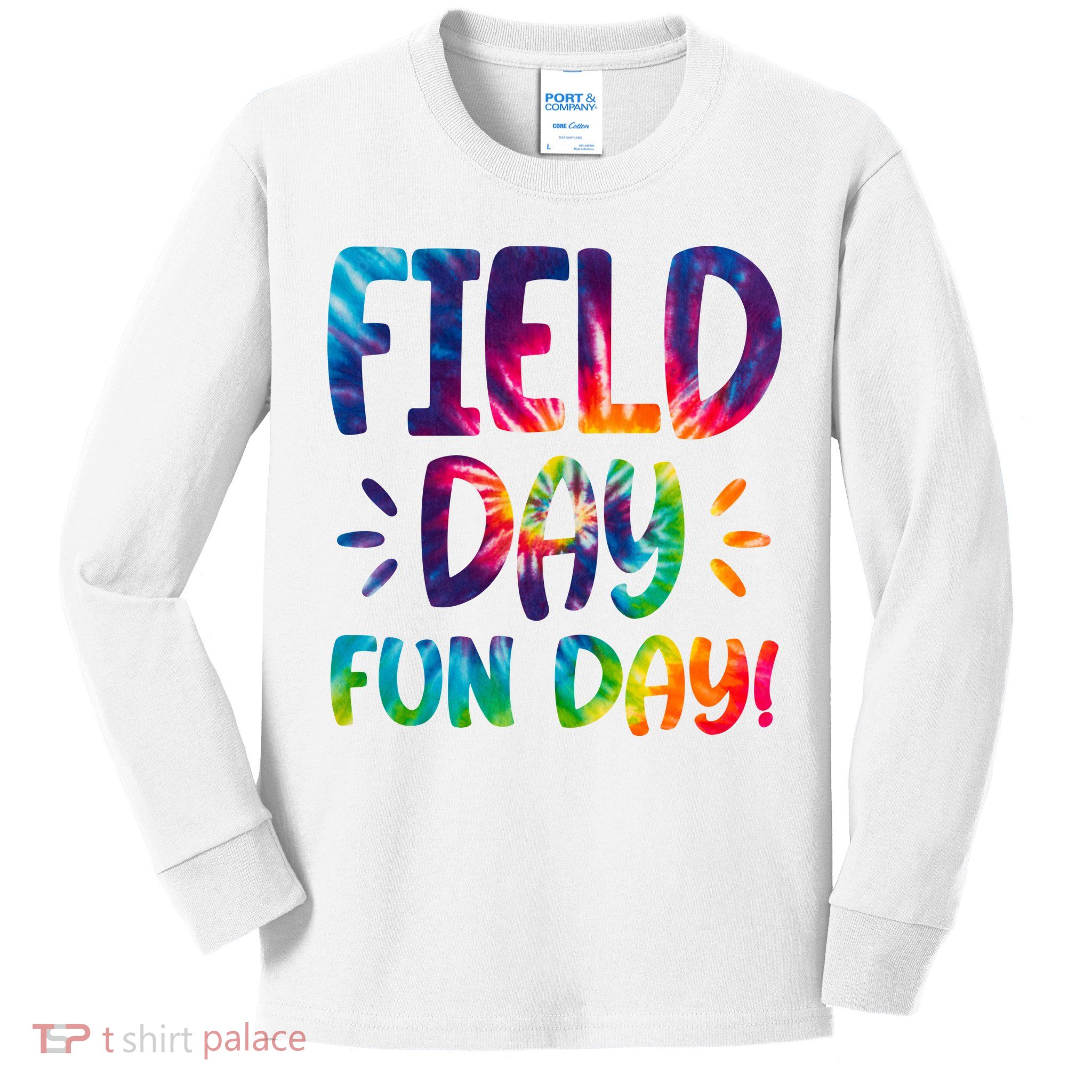 Field Day Fun Day Colorful Tie Dye Kids Long Sleeve Shirt