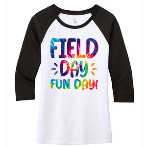 Field Day Fun Day Colorful Tie Dye Women's Tri-Blend 3/4-Sleeve Raglan Shirt