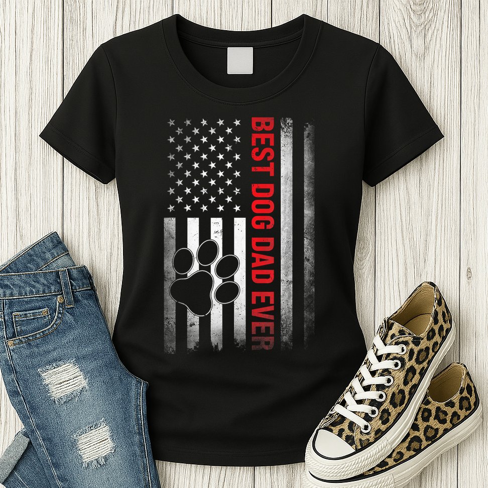 Funny Dad Fathers Day Dog Dad Best Fathers Day Gift Womens T-Shirt
