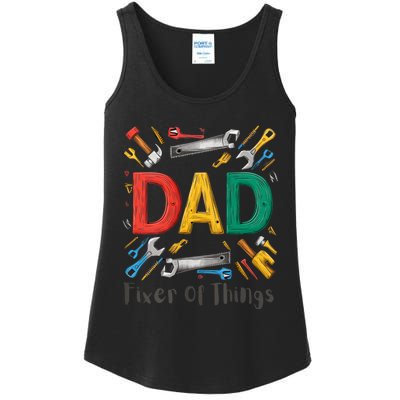 Funny Design For FatherS Day Quote Dad Fixer Of Things Ladies Essential Tank