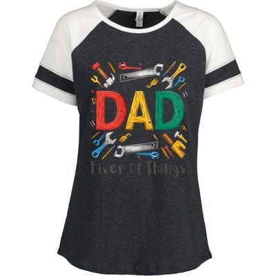 Funny Design For FatherS Day Quote Dad Fixer Of Things Enza Ladies Jersey Colorblock Tee