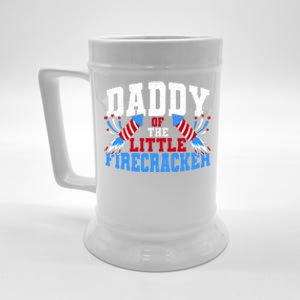 Firecracker Daddy Fireworks Dad American Flag Funny Gift Beer Stein