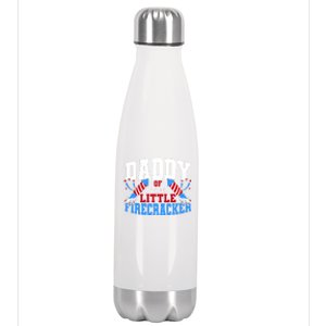 Firecracker Daddy Fireworks Dad American Flag Funny Gift Stainless Steel Insulated Water Bottle