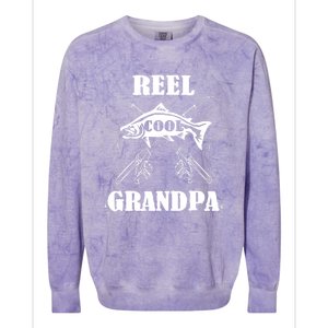 Fathers Day Funny Grandpa Fishing Reel Cool Pops Dad Joke Gift Colorblast Crewneck Sweatshirt