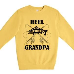 Fathers Day Funny Grandpa Fishing Reel Cool Pops Dad Joke Gift Premium Crewneck Sweatshirt