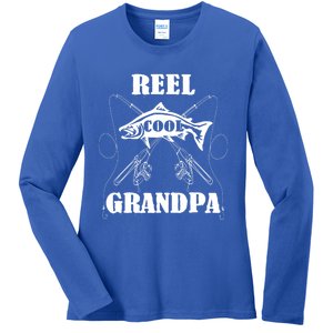 Fathers Day Funny Grandpa Fishing Reel Cool Pops Dad Joke Gift Ladies Long Sleeve Shirt