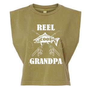 Fathers Day Funny Grandpa Fishing Reel Cool Pops Dad Joke Gift Garment-Dyed Women's Muscle Tee