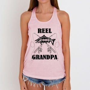 Fathers Day Funny Grandpa Fishing Reel Cool Pops Dad Joke Gift Women's Knotted Racerback Tank