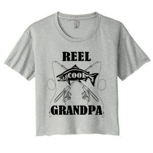 Fathers Day Funny Grandpa Fishing Reel Cool Pops Dad Joke Gift Women's Crop Top Tee