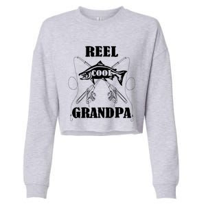 Fathers Day Funny Grandpa Fishing Reel Cool Pops Dad Joke Gift Cropped Pullover Crew