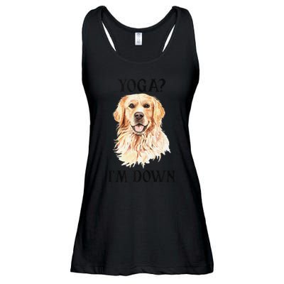 Funny Downward Facing Dog Yoga Gift With A Golden Retriever Ladies Essential Flowy Tank