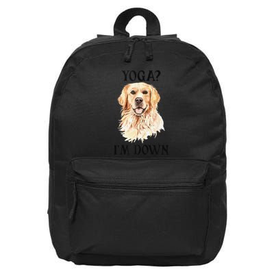 Funny Downward Facing Dog Yoga Gift With A Golden Retriever 16 in Basic Backpack