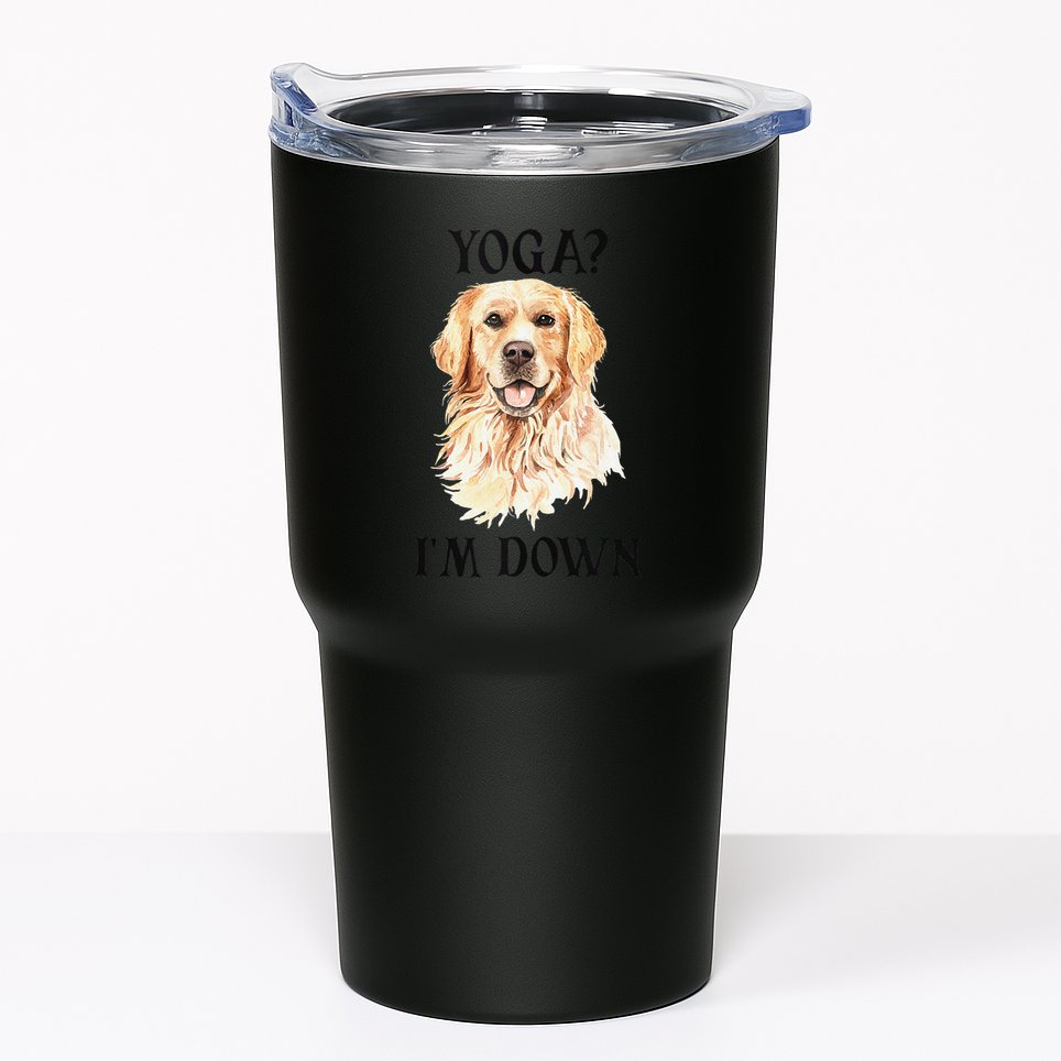 Funny Downward Facing Dog Yoga Gift With A Golden Retriever Tumbler