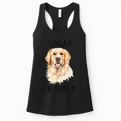 Funny Downward Facing Dog Yoga Gift With A Golden Retriever Womens Tank Top
