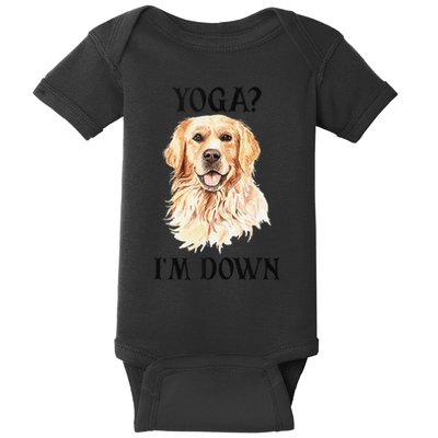 Funny Downward Facing Dog Yoga Gift With A Golden Retriever Baby Bodysuit