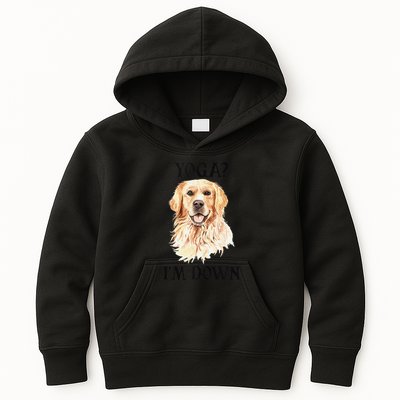 Funny Downward Facing Dog Yoga Gift With A Golden Retriever Kids Hoodie