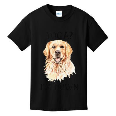 Funny Downward Facing Dog Yoga Gift With A Golden Retriever Kids T-Shirt