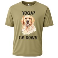 Funny Downward Facing Dog Yoga Gift With A Golden Retriever Cooling Performance Crew T-Shirt