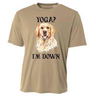 Funny Downward Facing Dog Yoga Gift With A Golden Retriever Cooling Performance Crew T-Shirt