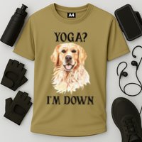 Funny Downward Facing Dog Yoga Gift With A Golden Retriever Cooling Performance Crew T-Shirt