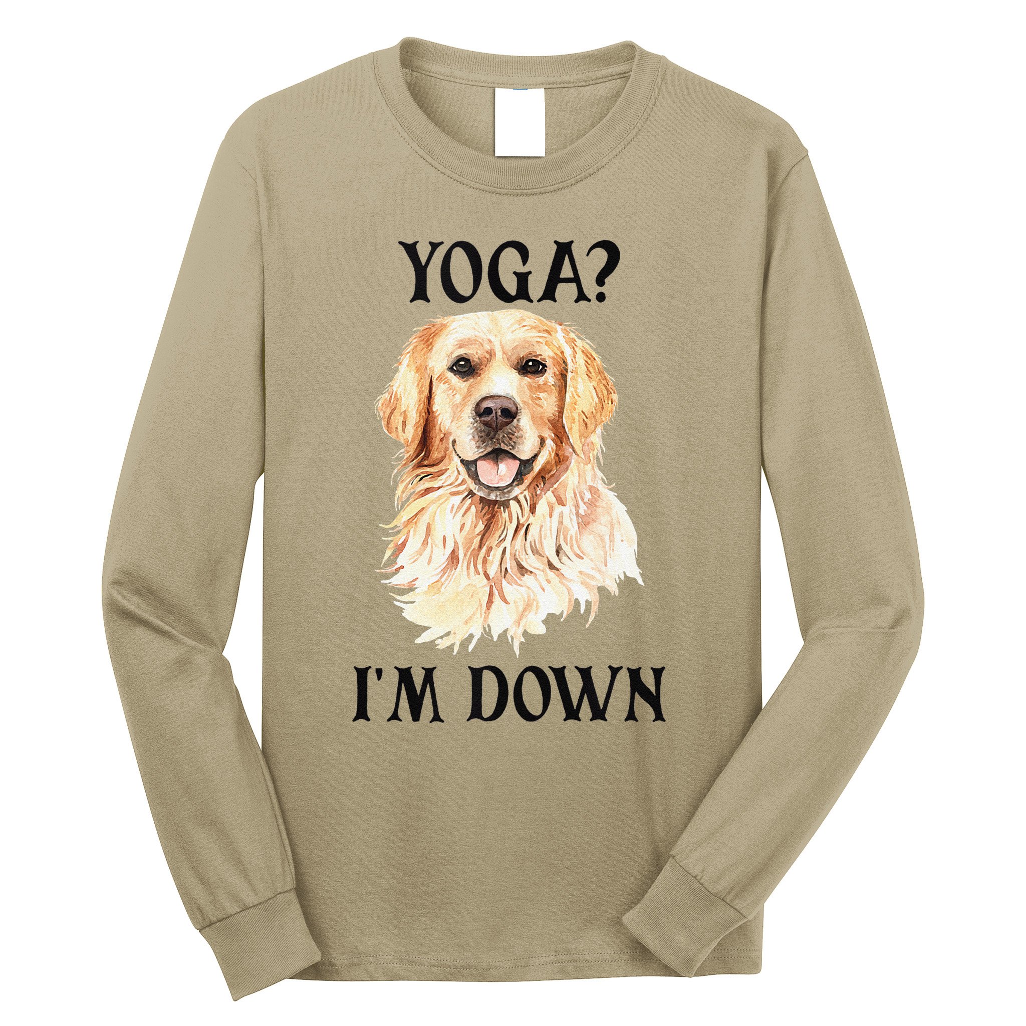 Funny Downward Facing Dog Yoga Gift With A Golden Retriever Long Sleeve Shirt