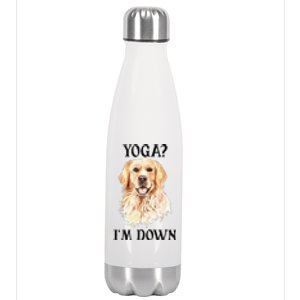 Funny Downward Facing Dog Yoga Gift With A Golden Retriever Stainless Steel Insulated Water Bottle