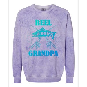 Fathers Day Funny Grandpa Fishing Reel Cool Pops Dad Joke Gift Colorblast Crewneck Sweatshirt