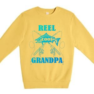 Fathers Day Funny Grandpa Fishing Reel Cool Pops Dad Joke Gift Premium Crewneck Sweatshirt