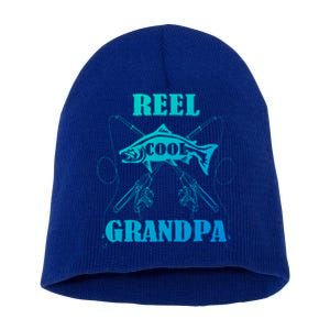 Fathers Day Funny Grandpa Fishing Reel Cool Pops Dad Joke Gift Short Acrylic Beanie