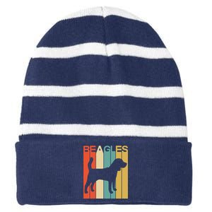 Funny Dog Funny Beagles Retro Dog Lover Dog Christmas Striped Beanie with Solid Band