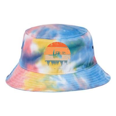 Forklift Driver Flying Forklifter Retro ForkLift Truck Tie Dye Newport Bucket Hat