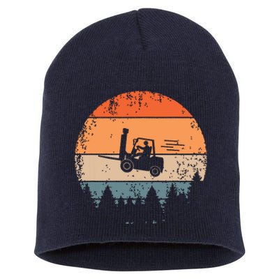 Forklift Driver Flying Forklifter Retro ForkLift Truck Short Acrylic Beanie