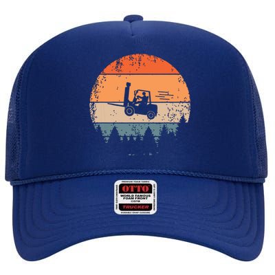 Forklift Driver Flying Forklifter Retro ForkLift Truck High Crown Mesh Back Trucker Hat