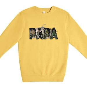 Father's Day Fishing Papa Gift For Dad Premium Crewneck Sweatshirt